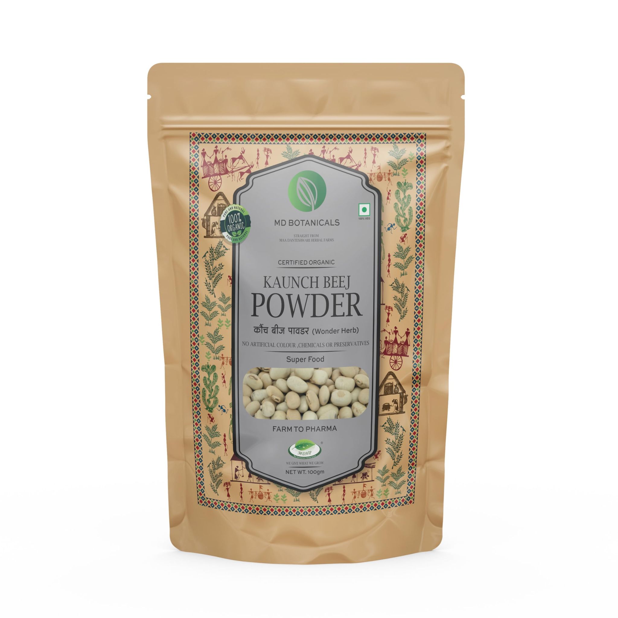 MD Botanicals Kaunch Beej Powder | Natural Strength & Stamina Booster | Ayurvedic Supplement for Men & Women | 100g | Pure & Chemical-Free | Kapikacchu Powder