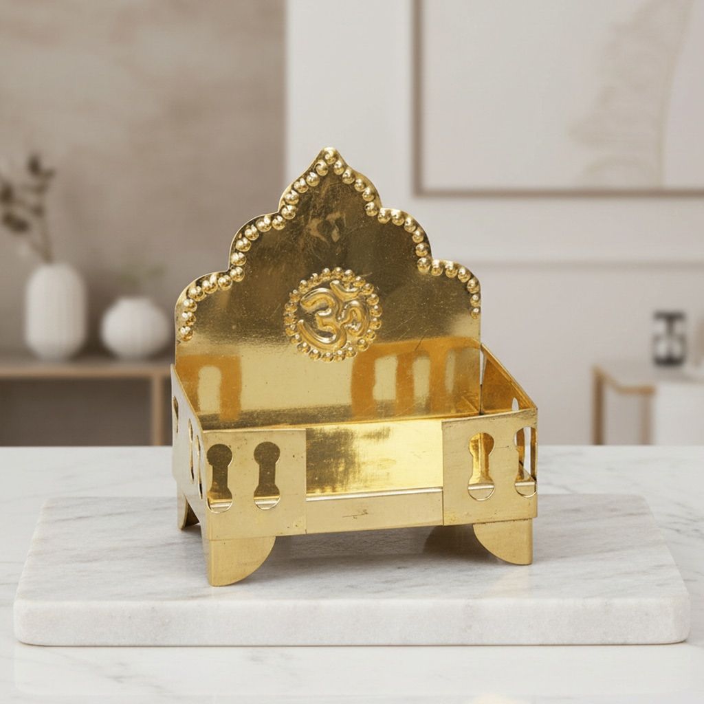 Brass Singhasan Sheet No. 3 for God Idol | Designer Puja Singhasan, Height : 5.4 Inch (ZMAS185 C)