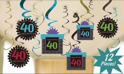 40th Birthday Swirl Decoration - 12 PC