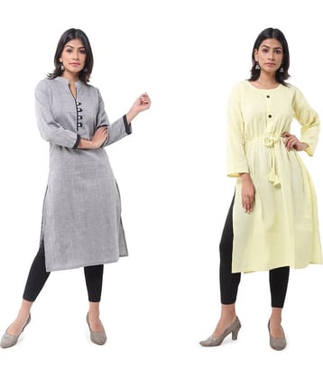 DESHBANDHU DBK - Multicolor Cotton Women's Straight Kurti ( Pack of 2 )