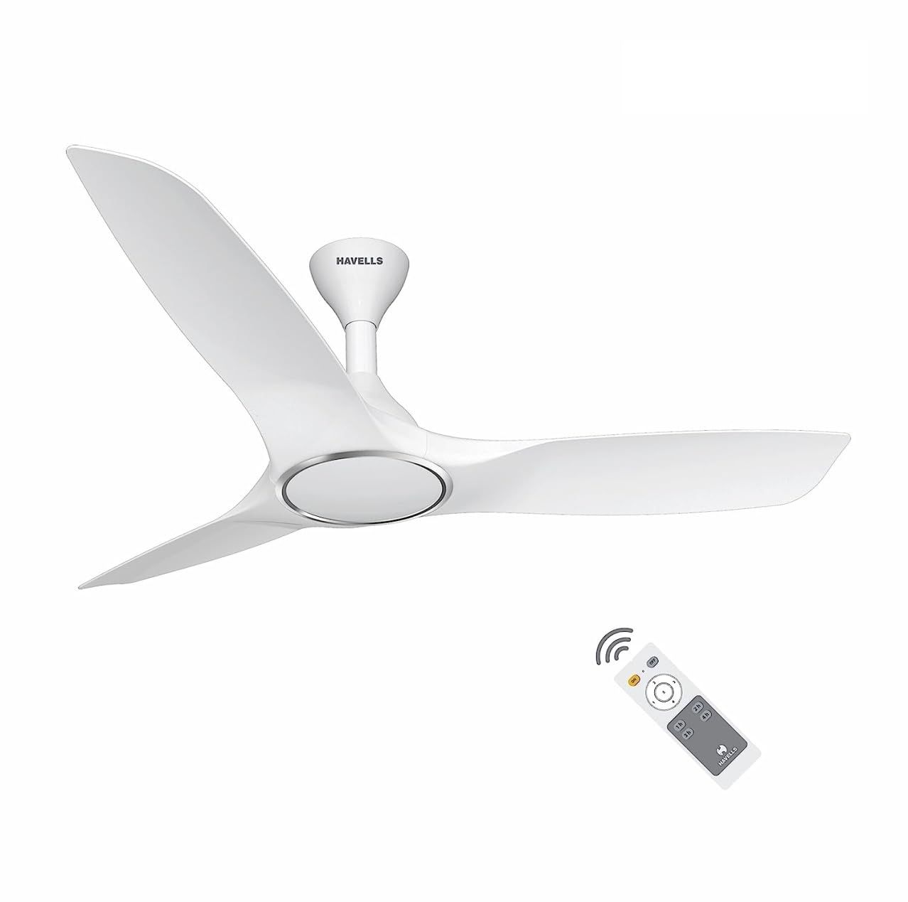 Havells Stealth Air BLDC 1200mm Ceiling Fan, Upto 55% Energy Saving| Silent & Premium, 5 stars Rating, 100% Copper Motor, RF Remote, Memory Backup, Timer - Pearl White