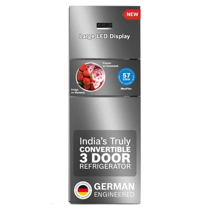 Bosch 303L, 3 Star, MaxFlex Convert Frost Free Triple Door Refrigerator | 8-in-1 Convertible Storage Modes | 57L Extra Convertible Zone | Cool Extend up to 18 hours (CMC33K03NI, Smokey Steel) Bosch 303L, 3 Star, MaxFlex Convert Frost Free Triple Door Ref Bosch 303L, 3 Star, MaxFlex Convert Frost Free Triple Door Refrigerator | 8-in-1 Convertible Storage Modes | 57L Extra Convertible Zone | Cool Extend up to 18 hours (CMC33K03NI, Smokey Steel) Bosch 303L, 3 Star, MaxFlex Convert Frost Free Triple Door Ref