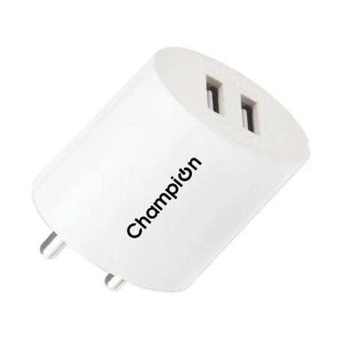 Champion 10.5 W 2.1 A Dual Usb Port Mobile Charger For Smartphone (White)
