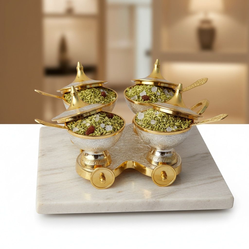 Brass Trolley 4 Wali 2 Tone With Spoon (BMAS140)
