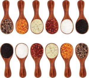 Handicraft Exim Wooden Spice Spoons (Set of 12) | Eco-Friendly & Durable | Kitchen Organization