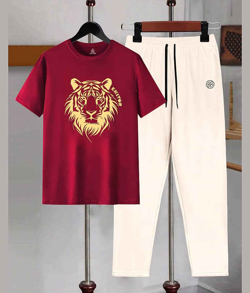 AUSK Maroon Cotton Blend Relaxed Fit Men's Tracksuit ( Pack of 1 )