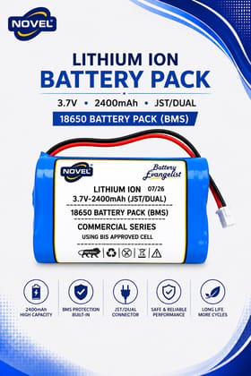 NOVEL 3.7V BMS 18650 LITHIUM ION DUAL BATTERY PACK WITH JST 2PIN- 2400mAh