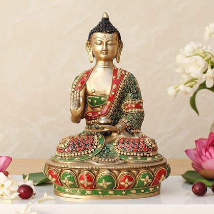 Brass Buddha Ji God Idol - Traditional Spiritual Statue, Height : 12 Inch (BSMAS1547 F)