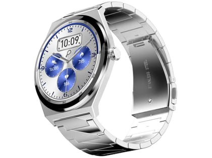 Pebble Royale Steel Luxury Edition Smart Watch, Ultra Slim Dial, 1.43 Amoled 700 Nits Display, Always on Display, Premium Metal Build strap - Silver