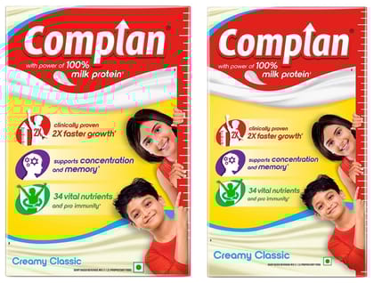 Complan Nutrition Drink Powder for Children, Creamy Classic Flavour, 400 gm pouch | Nutrition drink for kids with protein & 34 vital nutrients