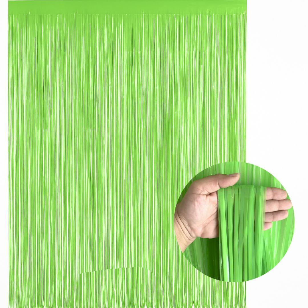 Neon Green Foil Curtain for Wall Decor - 7FT X 3FT - 1PC