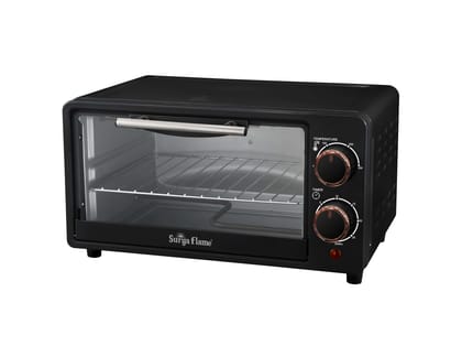 Surya Flame ZOLO 10 Ltr Oven Toaster Griller (OTG) with Rotisserie,Auto-Shut Off, Heat-Resistant Tempered Glass, Multi-Stage Heat Selection, Bake, Grill, Roast, Easy clean - Black