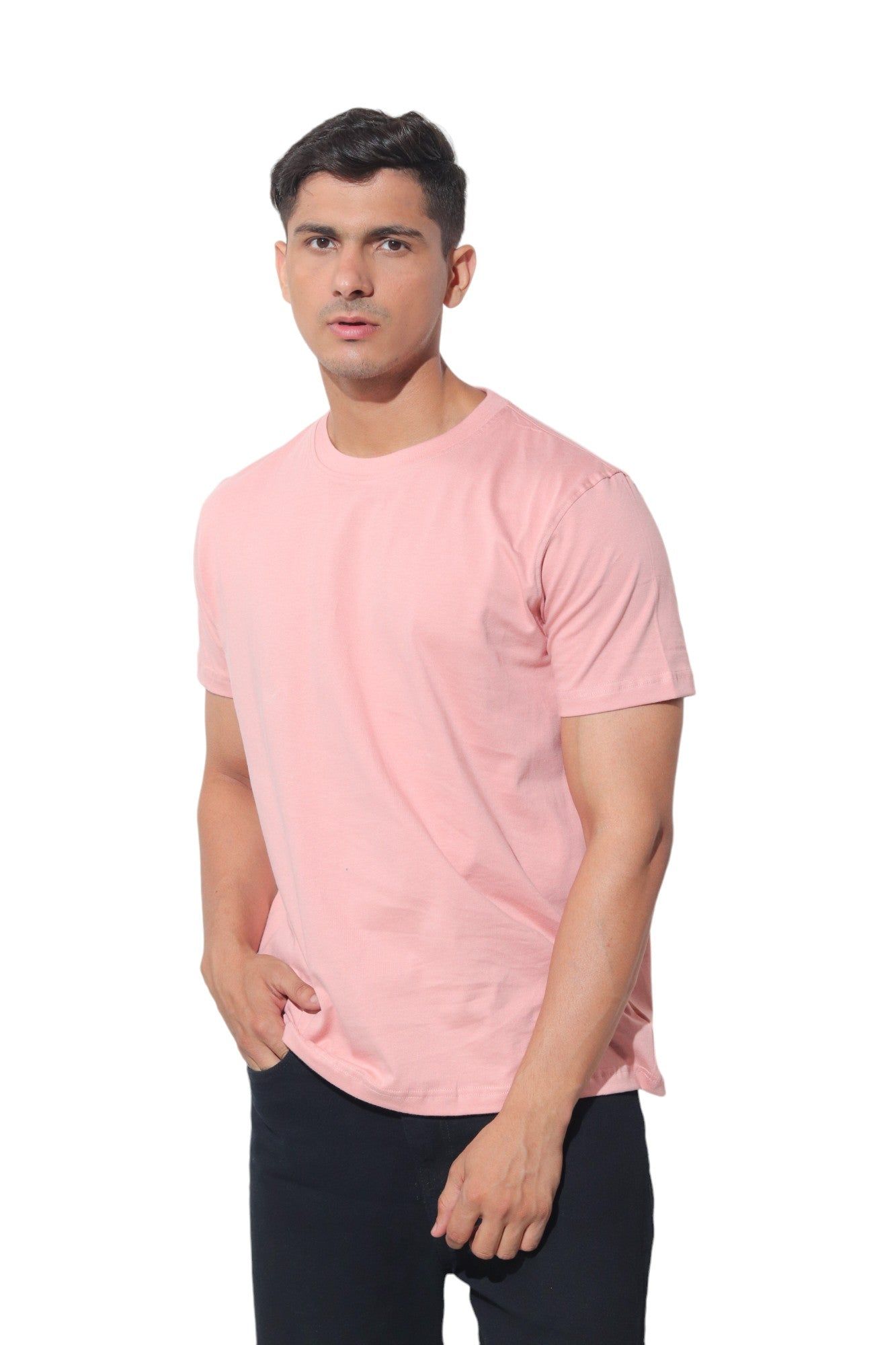 Kinnko Premium Cotton Mens Plain T-Shirt Pink