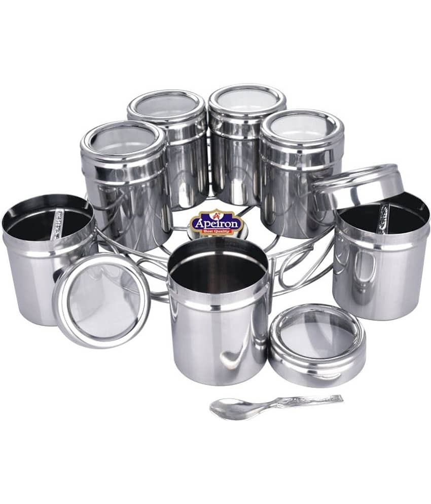 APEIRON - Silver Steel Spice Container ( Pack of 7 )