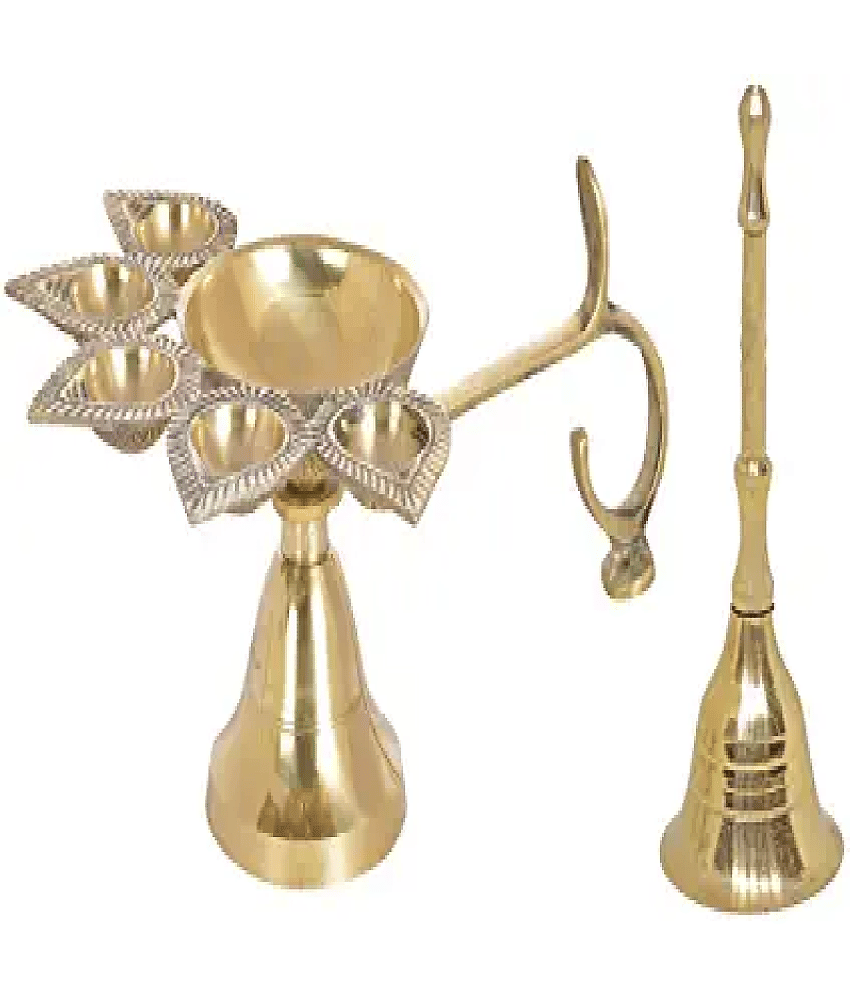 DvR ClicK - Brass Panchmukhi Deepak ( Pack of 2 )