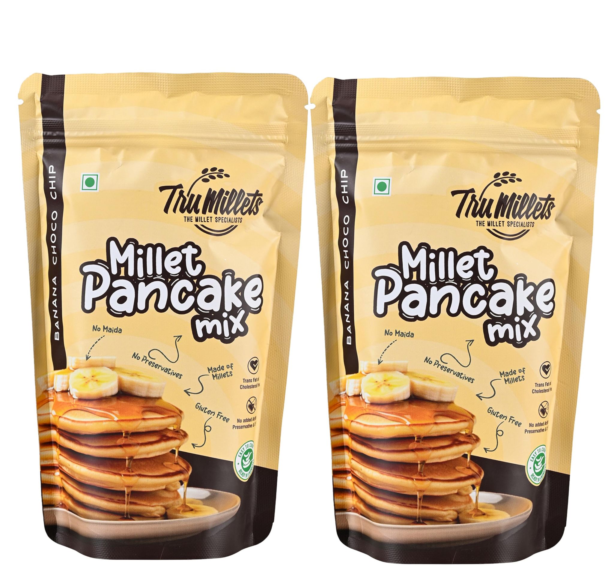 Trumillets Carrot Millet Pancake | Instant Breakfast Mix | 100% Vegetarian Eggless Healthy Breakfast for Kids & Adults | No Added Maida | No Refined Sugar |Gluten Free (Each 150 Gm Pack of 2)