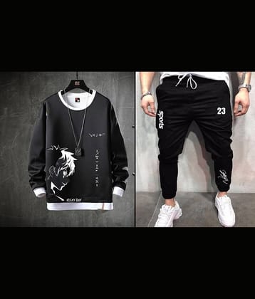 Lieo Trend Black Cotton Blend Regular Fit Men's Tracksuit ( Pack of 1 )