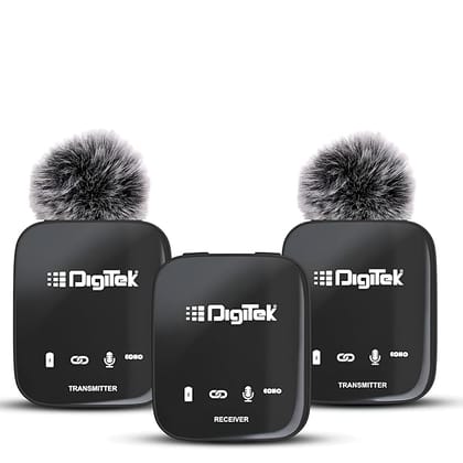 Digitek (DWM 101) Wireless Microphone System with ANC Noise Reduction, 360 Sound Capture, 100M Range, Upto 12 Hrs Working Time, for DSLR Camera, Android & iOS Smartphones, Seamless Audio Recording Digitek (DWM 101) Wireless Microphone System with ANC Noise Reduction, 360 Sound Capture, 100M Range, Upto 12 Hrs Working Time, for DSLR Camera, Android & iOS Smartphones, Seamless Audio Recording