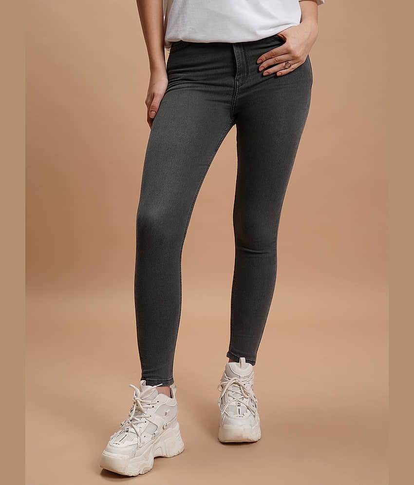 Tokyo Talkies Women's Skinny Fit Mid-Rise Jeans ( Grey )