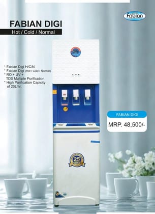 Fabian Digi H/C/N Water Dispenser | Hot, Cold & Normal Water | RO+UV+TDS Purification | 20L/hr