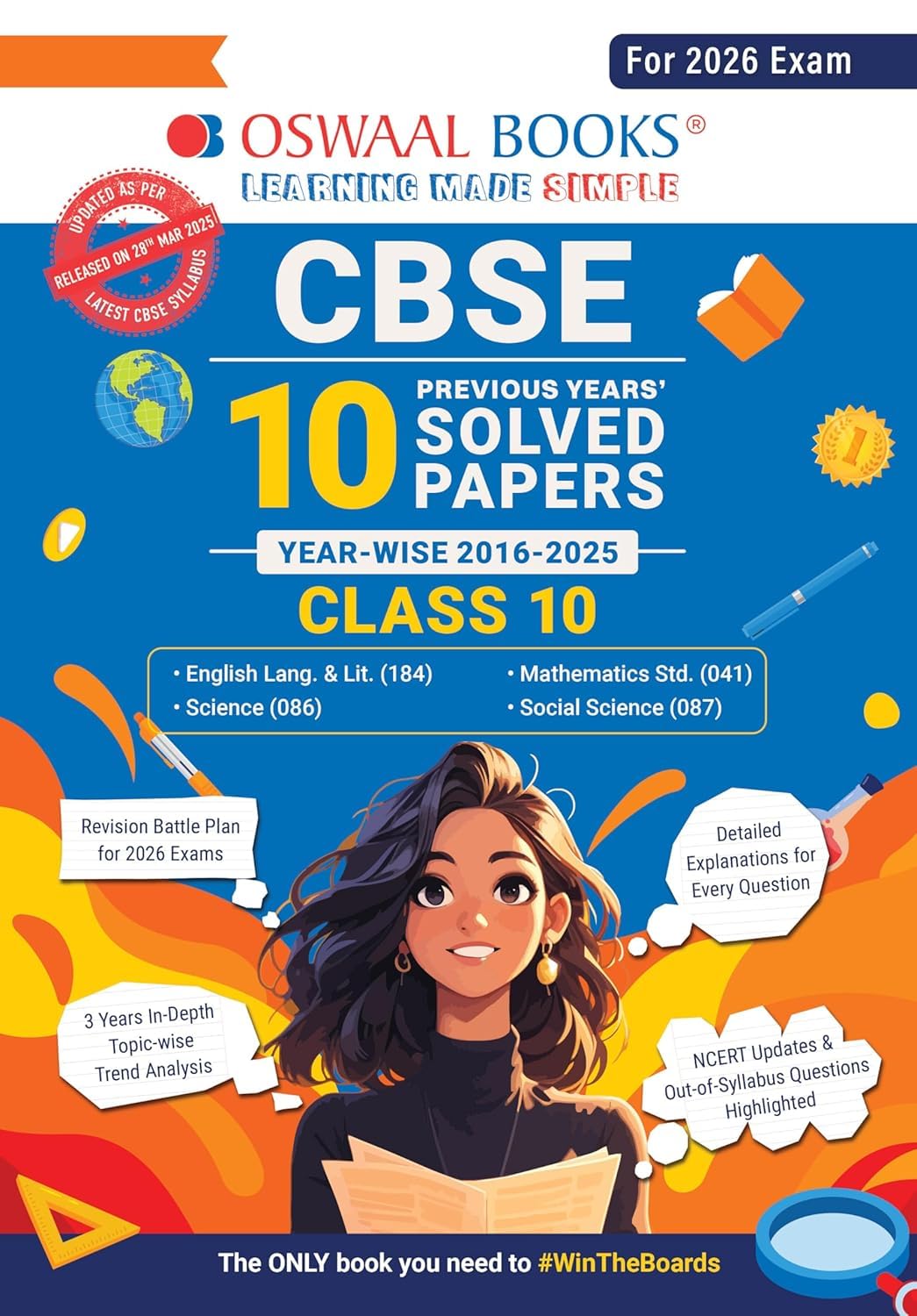 OSWAAL BOOKS CBSE PREVIOUS YEAR'S TENTH SOLVED PAPERS YEAR-WISE 2016-2025 CLASS 10TH PAPER BACK [Paperback] Oswaal Books And learning private limited