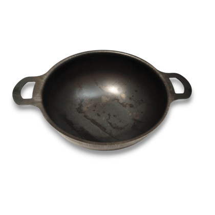NAAYAGI - Pure Iron Kadai for Daily use - Cooking, Frying, Deep Frying, Iron, Black Grey