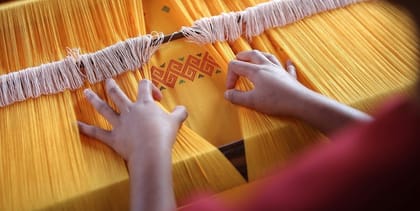 Hand-Woven Traditional Yellow Fabric