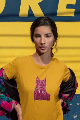Round Neck T-Shirt (Women) - Roar Of The Fuchsia Lion (11 colours)