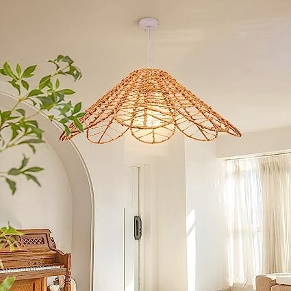 Flower Shaped Rattan Pendant Hanging Lamp