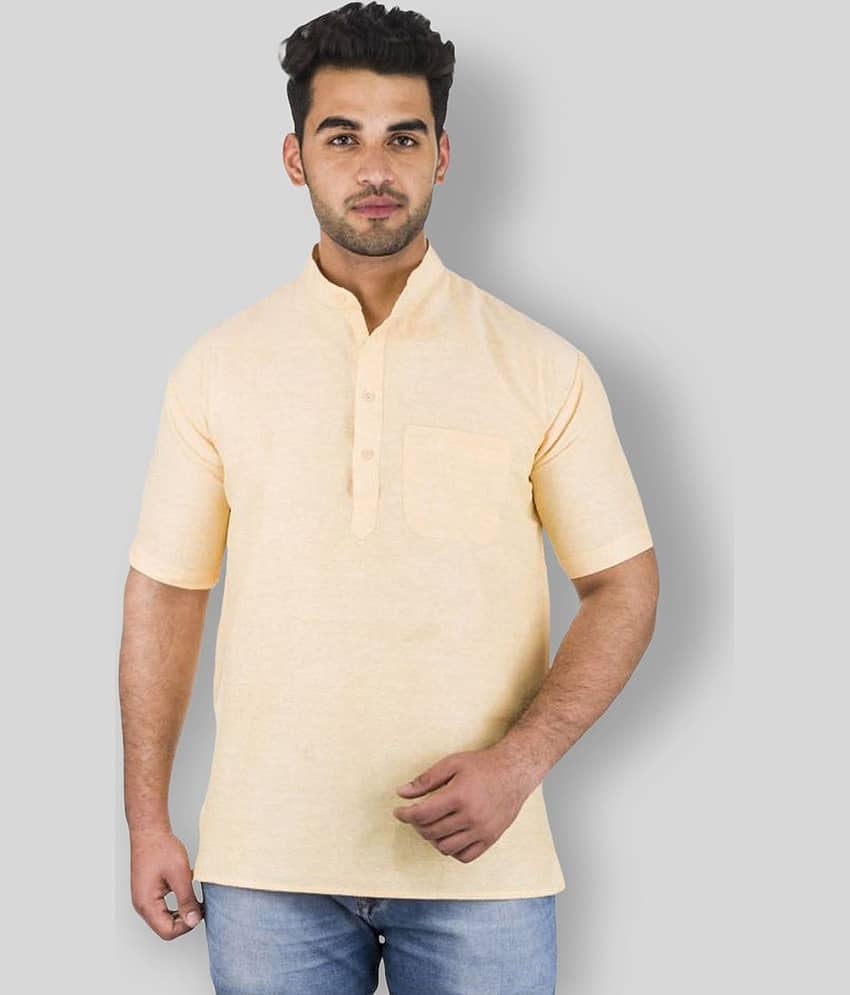 DESHBANDHU DBK - Yellow Cotton Men's Regular Kurta ( Pack of 1 )
