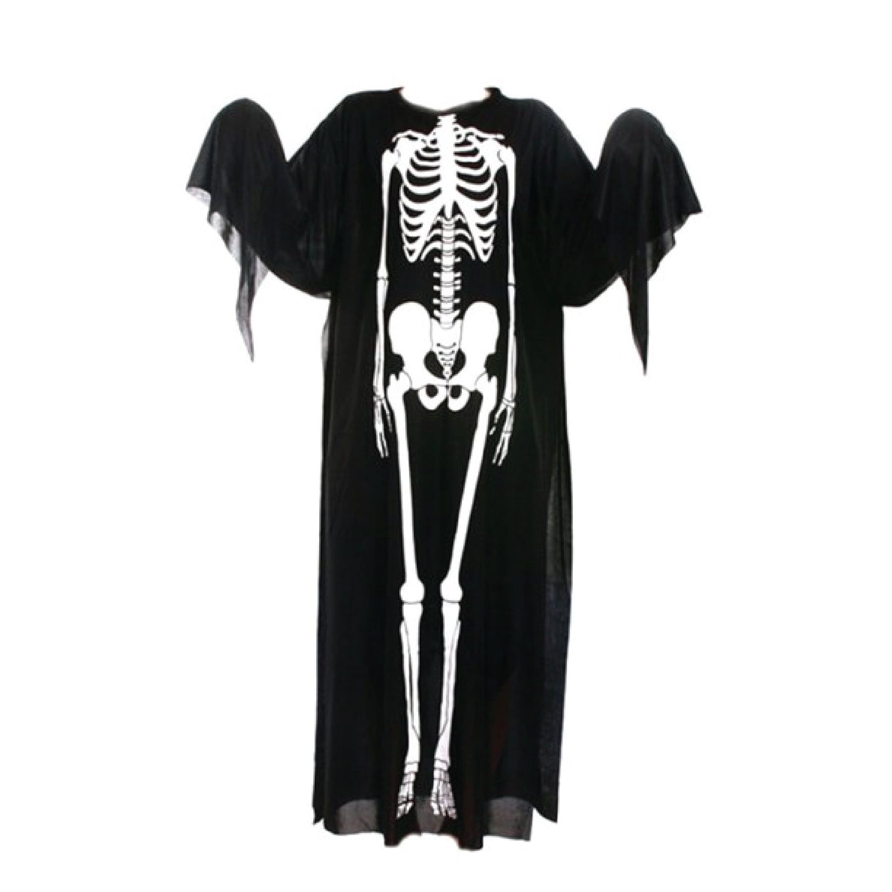 Black Poncho Slipon Costume w/ Skeleton Print for Kids - Free Size