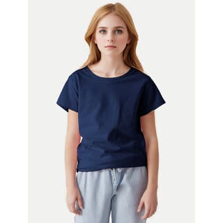 Girls Navy Crew neck T-shirt