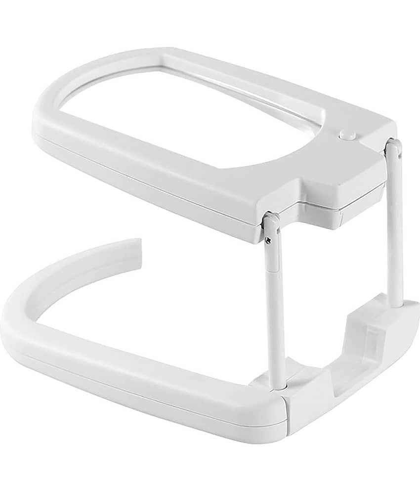 3X 4-Function 8X5CM 2 LED Hand Free Magnifier Magnifying Glass