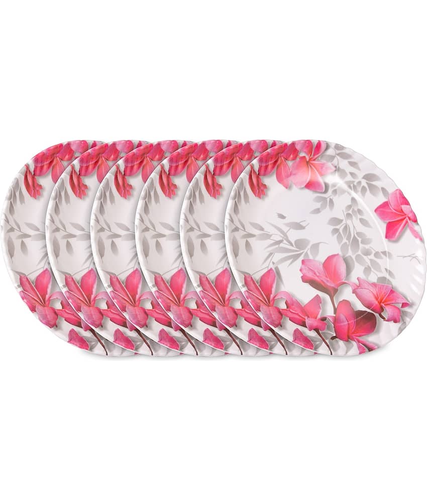 HomePro Royal 6 Full Plate 11" Flower Pink Melamine Dinner Set ( Pack of 6 )