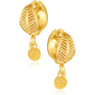Filigree work Gold Plated alloy Hoop Earring Clip on fancy drop Bali Earring for Women and Girls