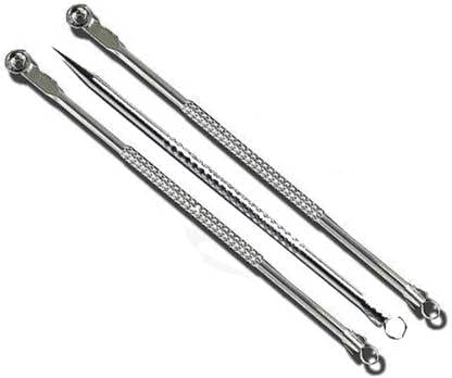Elecsera Stainless Steel Blackhead Remover Needle Two Round & Pointed Tip (Pack Of 3)