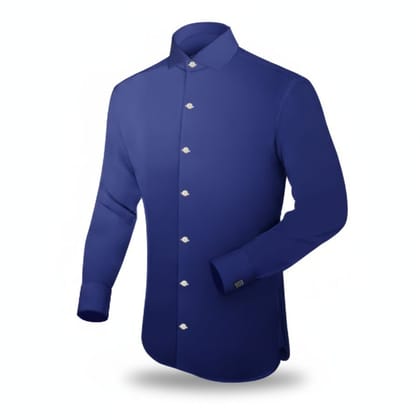Men's Formal Deep Blue Long-Sleeve Shirt