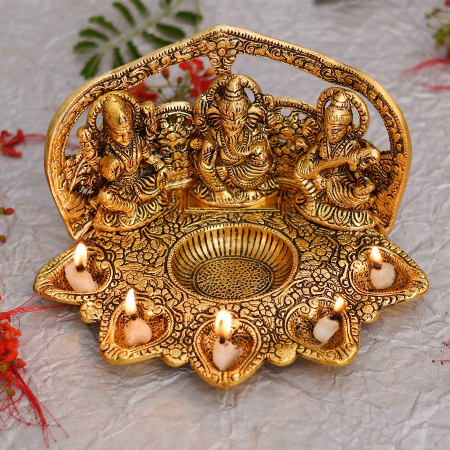 Showpiece Aluminium LGS Wih 5 Deepak (ASMAS378 G)