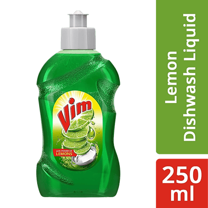 Vim Dishwash Liquid - With Power Of Lemons, 250 Ml Bottle