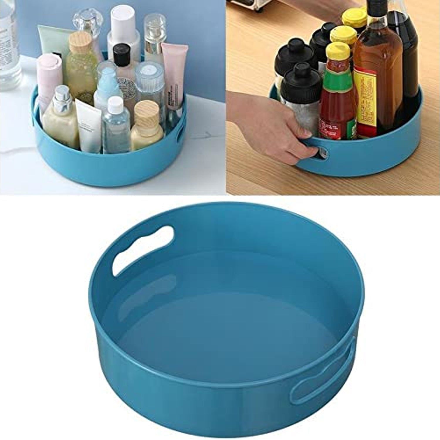360° Rotating Kitchen Organizer Trolley for Storage - Turntable Tray with Brown Box