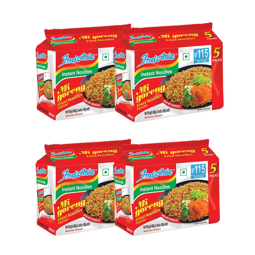 Indomie Instant Noodles Mi Goreng Fried Noodles, Bundle Pack of 20 (80g Each), Vegetarian, Authentic Indonesian Flavor, Quick and Easy Meal, Spicy Savory Stir-Fried Noodles