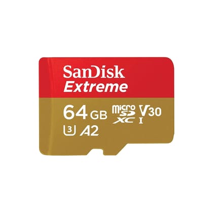 SanDisk Extreme 64GB microSDXC UHS-I, V30, 170MB/s Read,80MB/s Write, Memory Card for 4K Video on Smartphones, Action Cams and Drones