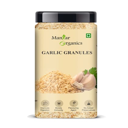 Mangar Organics Garlic Granules - Dehydrated Garlic | Strong Aroma & Bold Flavor | Ideal for Seasoning, Marinades & Dry Rubs - Jar 425gm