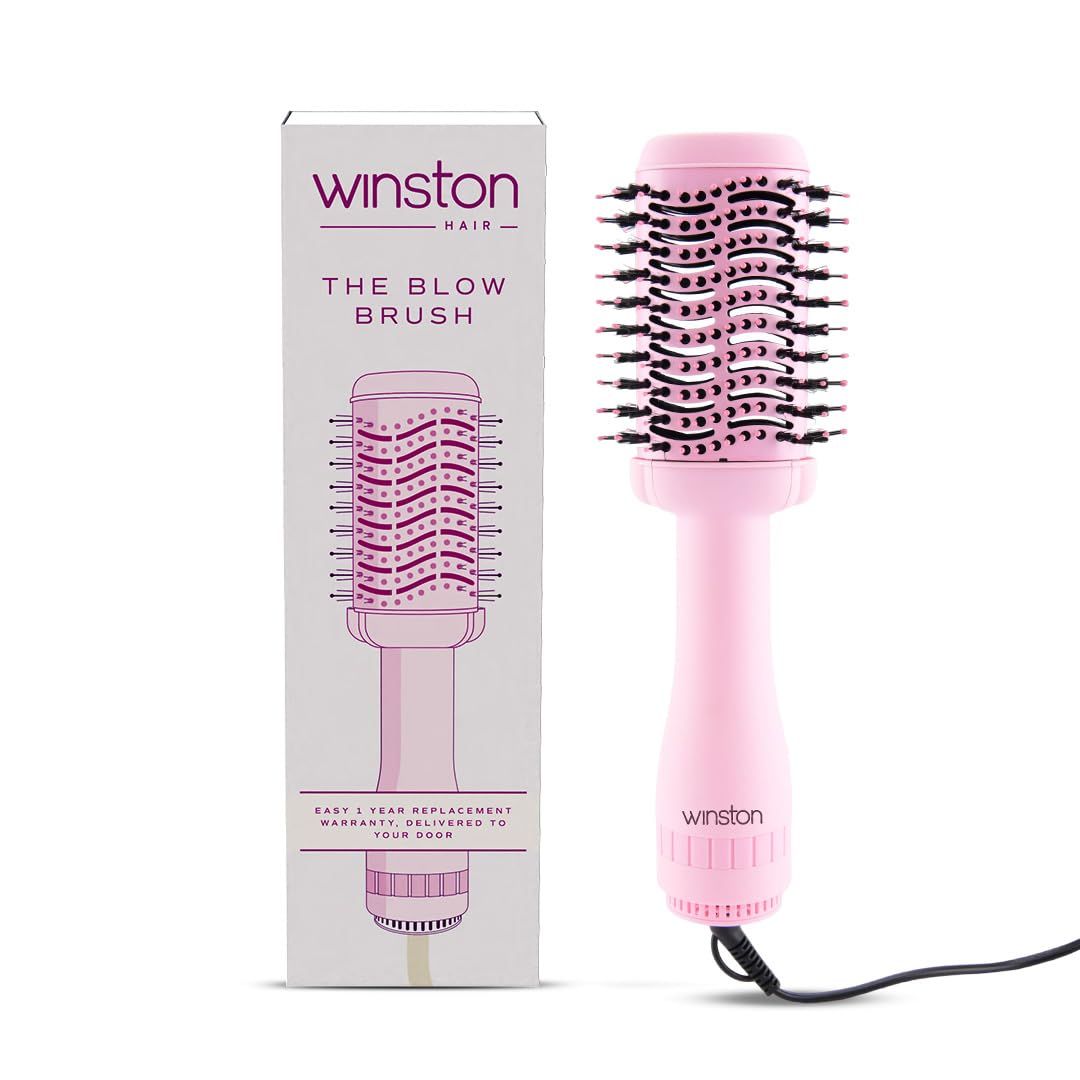 Winston 2 in 1 Hair Styling Blow Brush for Women - 1200 Watts | Hot Air Brush, Hair Volumizer Brush, Hair Blow Dryer Brush with Charcoal Bristles for Salon-Quality Volume and Shine (Pink) Winston 2 in 1 Hair Styling Blow Brush for Women - 1200 Watts | Ho