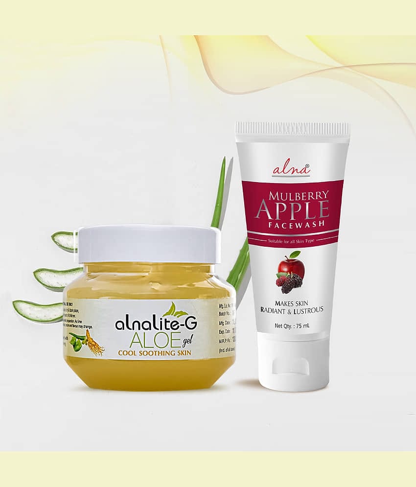 Alna Alnalite-G Aloe Gel 100gm with Mulberry Apple Face Wash 75ml, For All Skin Type , Pack of 2