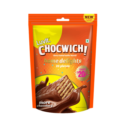 Luvit Chocwich Brown Pouch || 20 Pieces || 160 Grams Luvit Chocwich Brown Pouch || 20 Pieces || 160 Grams
