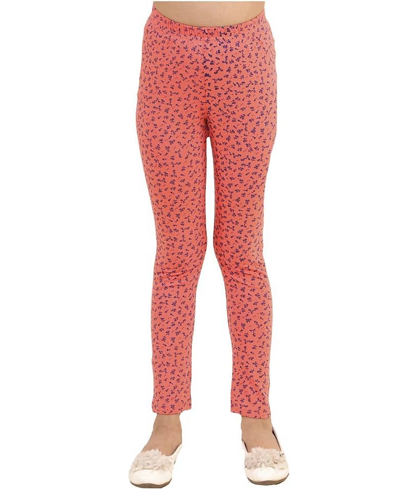 Kids Cave Pack of 1 Girls Cotton Blend Leggings ( Orange )