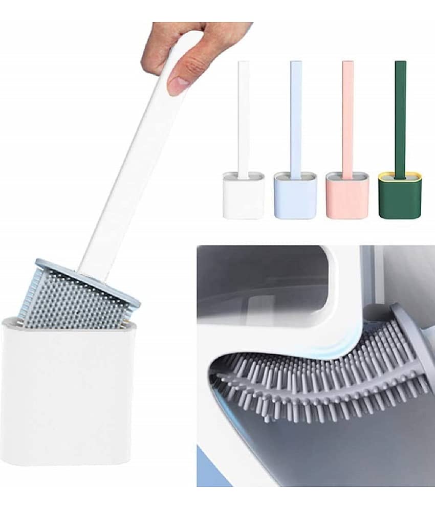 Silicon Toilet Brush with Slim Holder