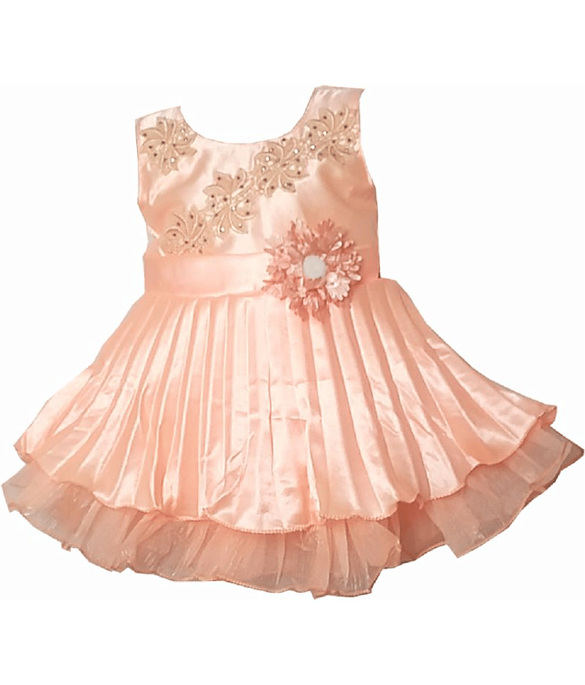 harshvardhanmart.com Baby Girls Satin Frocks ( PeachPuff )