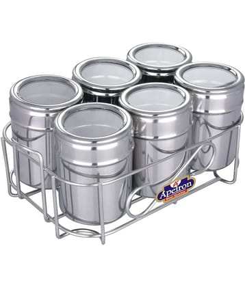 APEIRON - Silver Steel Spice Container ( Pack of 6 )